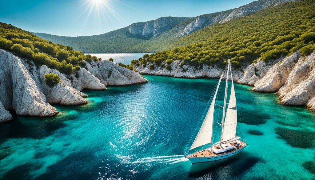 Zeilboot in de pittoreske kust van Kroatië