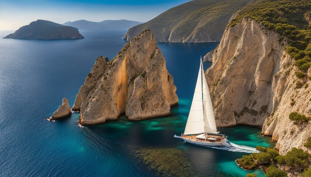 Zeilboot in het prachtige heldere water van Griekenland